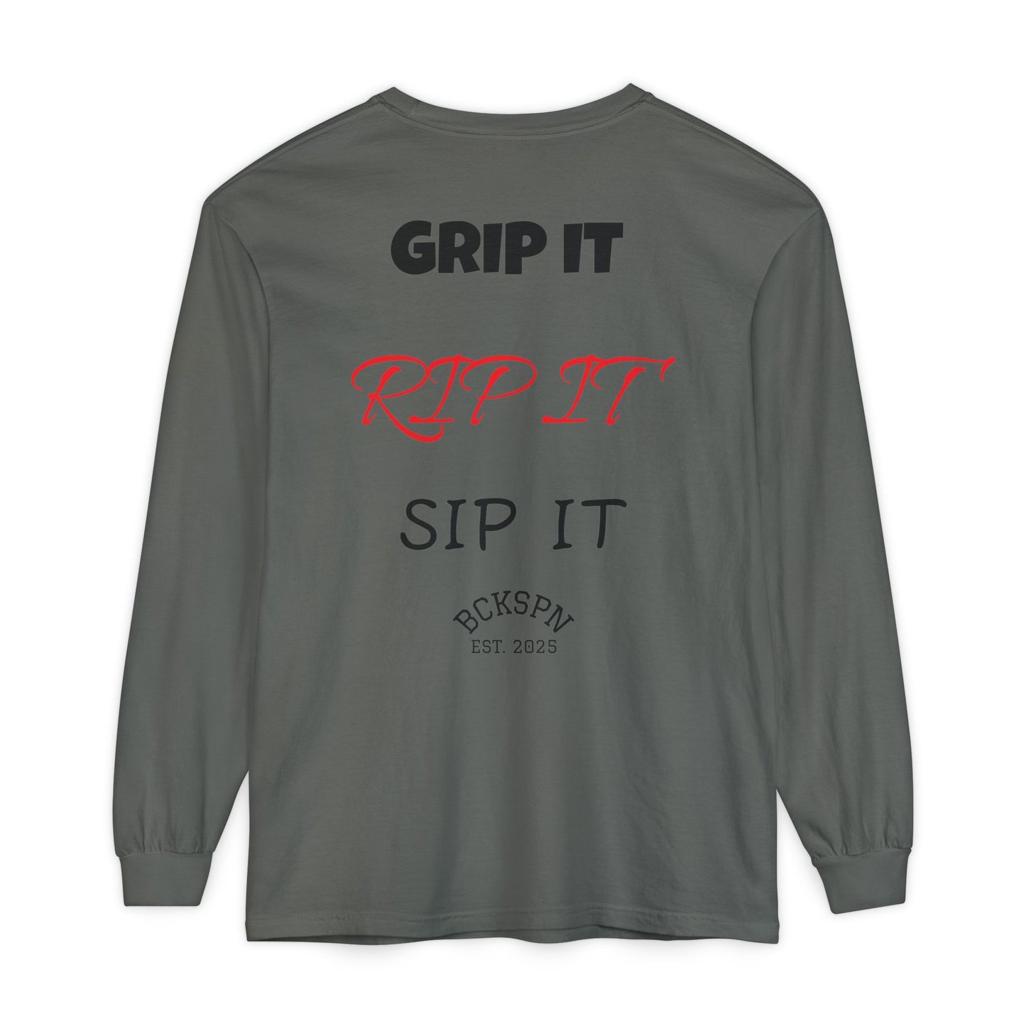 Unisex Long Sleeve T-Shirt - 'Grip It, Rip It, Sip It' - Casual Wear, Gift Idea, Everyday Use, Comfortable Fashion