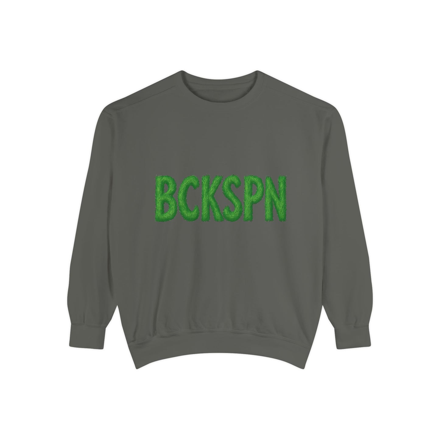 Grinch Golf Sweatshirt — BCKSPN Green Lettering Holiday Pullover