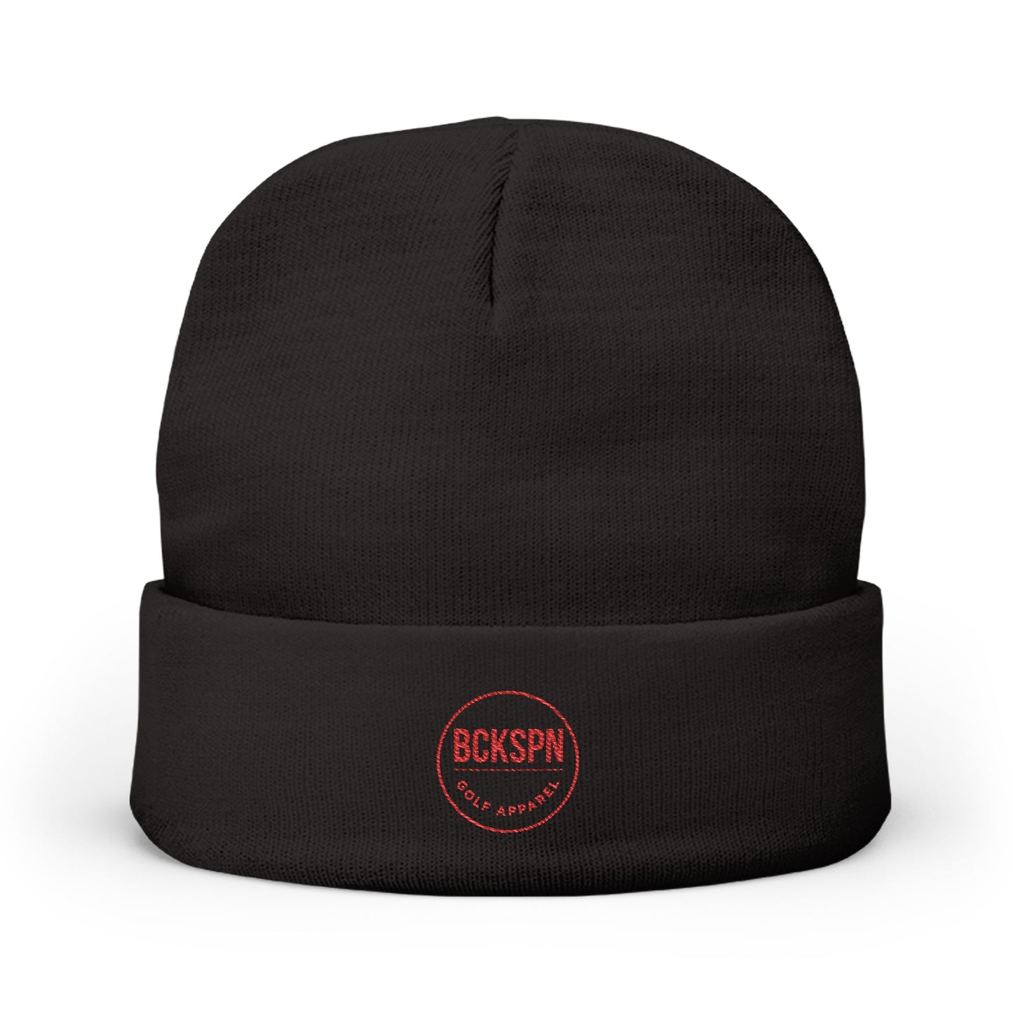 Embroidered 'BUKSPN' Knit Beanie — Minimal Logo Winter Hat
