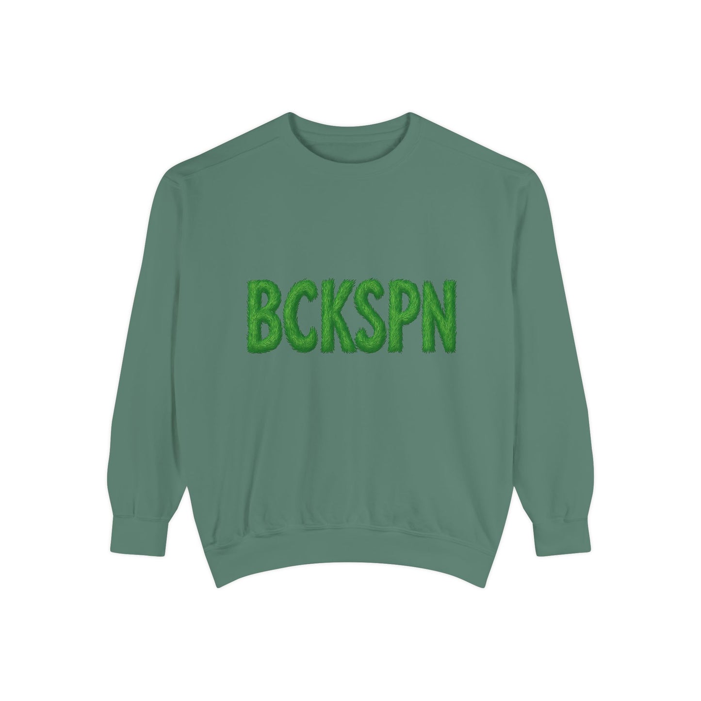 Grinch Golf Sweatshirt — BCKSPN Green Lettering Holiday Pullover