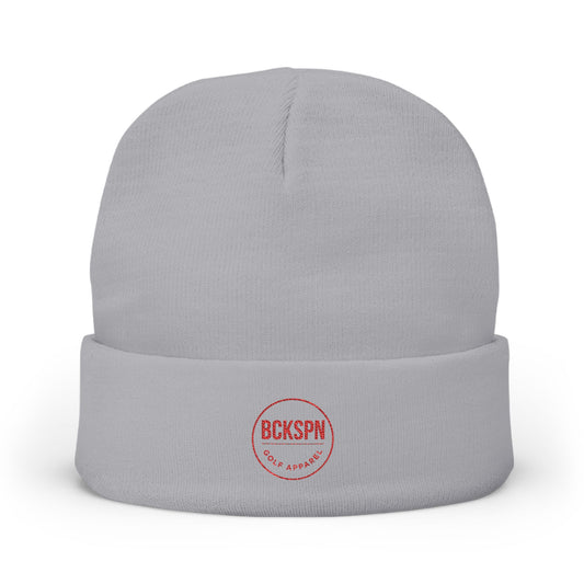 Embroidered 'BUKSPN' Knit Beanie — Minimal Logo Winter Hat