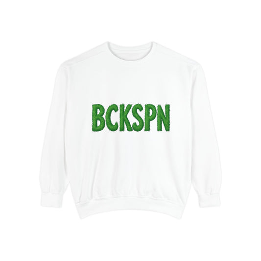 Grinch Golf Sweatshirt — BCKSPN Green Lettering Holiday Pullover